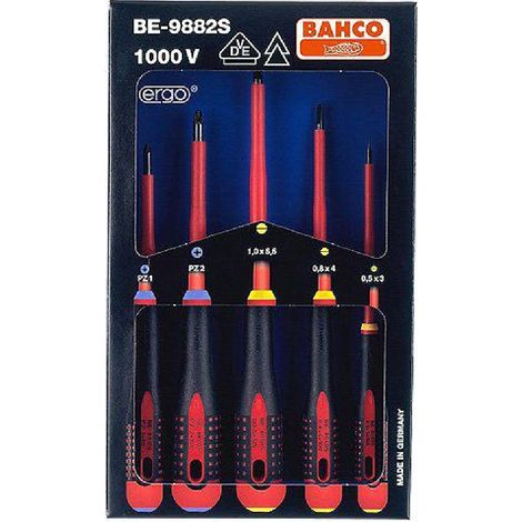 BAHCO - 5 tournevis isole cruciforme PZ et plat