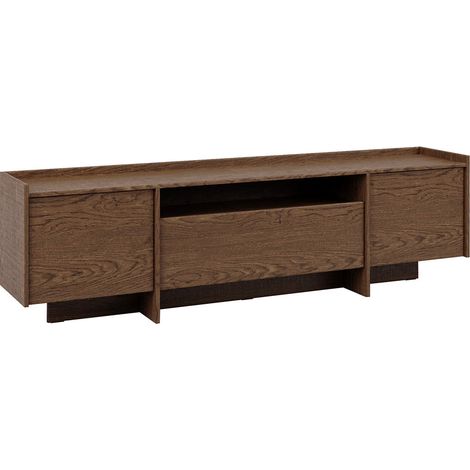 Meuble TV 3 portes 200 cm Japandi Bois foncé (1/5)