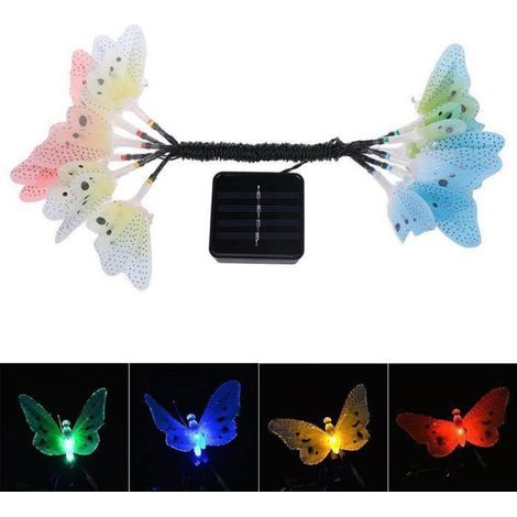 Guirlande lumineuse LED slolar, guirlandes lumineuses papillon multicolores, étanche, éclairage extérieur, jardin, terrasse (1/5)