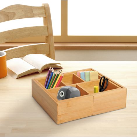 Organizador de cajón extensible de bambú, natural, 24,6 x 17,6 x 7 cm DESVIAE (1/5)