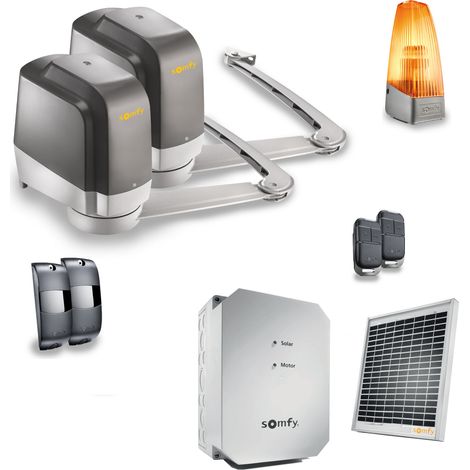 SOMFY 1246307 - Motorisation de portail battant à bras Lockyvia Essential Solaire - Pas de tranchée à prévoir