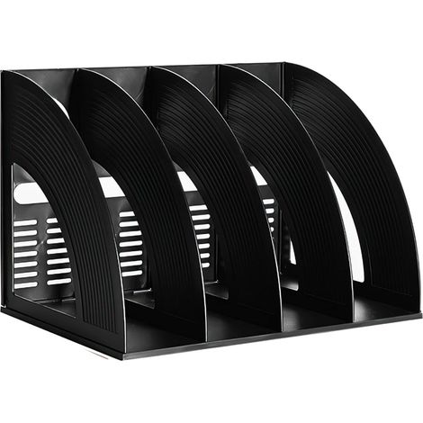 Porte-revues en plastique, porte-revues de bureau à 4 compartiments, porte-revues, porte-journaux, organiseur de bureau pour documents A4, cahiers, classeurs de magazines (1/5)