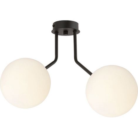 Lampada a Soffitto Nova, Acciaio verniciato a polvere, Vetro, Nero, Bianco, 37x36x14 cm (1/5)