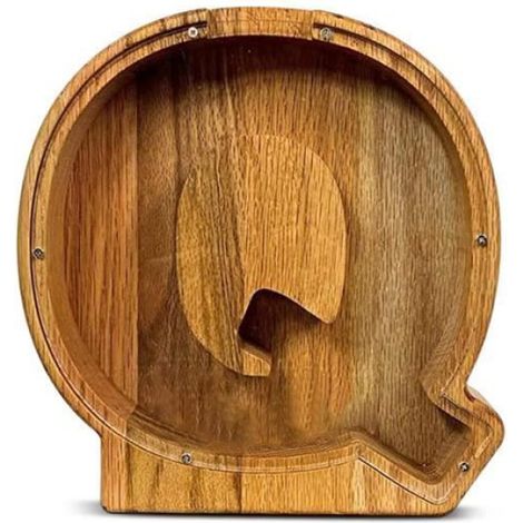 Tirelire en bois pour garçons et filles Pimpimsky, tirelire décorative moderne en forme de cadre de tirelire lettre - lettre Q