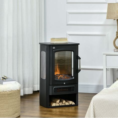 cheminée électrique sur pied 44,5x32x74 cm noire – effet flamme (1/5)