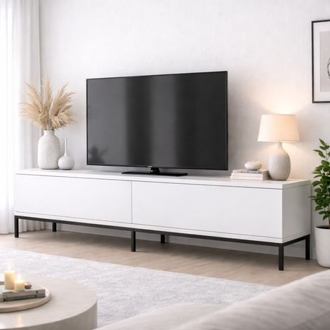 TV-Möbel Lord Schwarz Weiß Melamin 180x47x30 cm