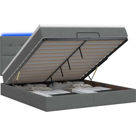 Maison Exclusive - Lit coffre avec matelas et LED Gris foncé 140 x 190 cm Tissu (1/5)