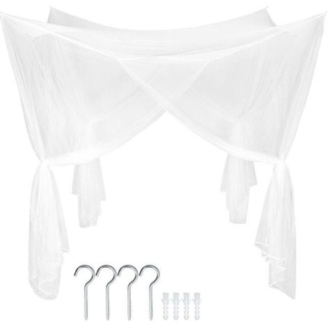 Moustiquaire à baldaquin pour lit 220 x 200 x 210 cm, 156 mailles (mm²), 4 attaches, 4 ouvertures pour lit double ou simple (1/5)