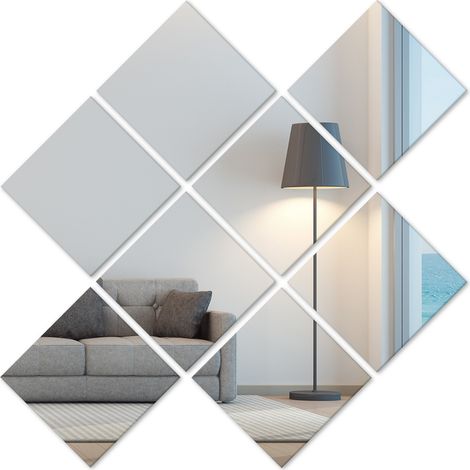 Heilmetz Stickers Espejos Pegatinas DIY Decorativas Espejo Cuadrado 15x15cm Espejo de Cristal Sticker (8 piezas) (1/5)