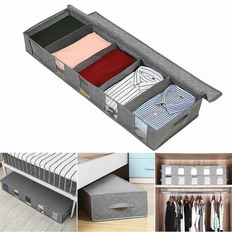 Sac de rangement sous le lit, boîte à vêtements, organisateur sous le lit-Grey (1/4)