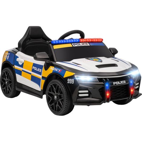 Auto elettrica per bambini polizia 96 x 60 x 45 cm telecomando parentale sospensioni tendenza decorativa in plastica bianca 210000627