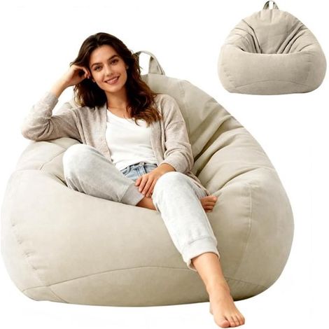 Housse de pouf poire 100 × 120 cm pour adulte et enfant, idéale pour salon, chambre et gaming