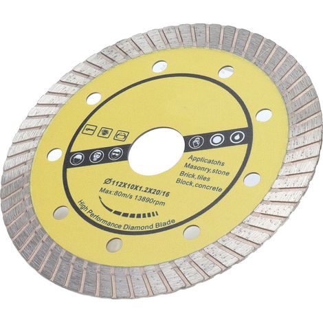 Lame de scie diamantée à jante continue circulaire pour carrelage et béton, 58 dents, 112 mm, pour porte-outil de 20 mm (1/5)