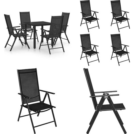 Ensemble à manger de jardin 5 pcs Aluminium Noir - Salon De Jardin - Mobilier De Jardin - Set De Jardin - Table De Jardin - Chaises De Jardin - Home & Living (1/5)