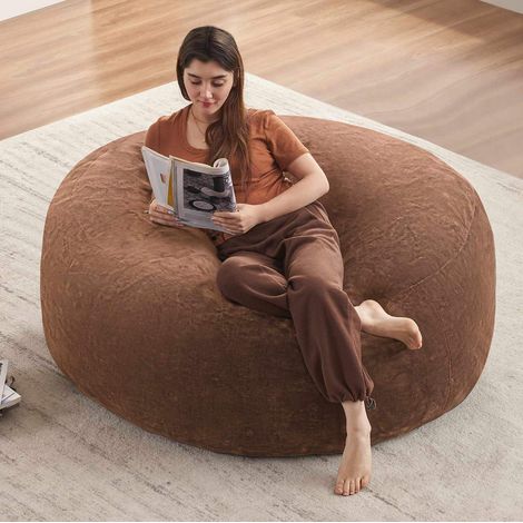 Poltrona pouf a sacco pieghevole in spugna 50 x 46 x 28 cm marrone, adulto, 15 kg (1/5)