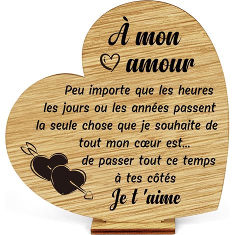 Cadeau Amoureux pour Homme Femme Cadeau Amour Ornement en Bois Idee Cadeaux pour Son Copain Copine Cadeaux Couple Présent Saint Valentin Anniversaire Noël Nouvel an (1/5)