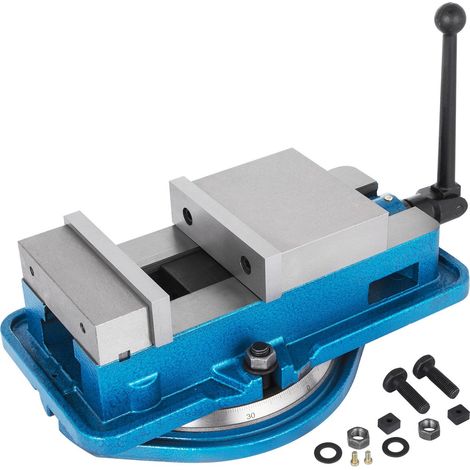 Étau de précision 125 mm pour fraiseuse avec base pivotante 360°, idéal pour perçage et finition de pièces de précision. (1/5)