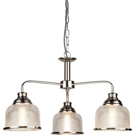 Searchlight Bistro - Sospensione a soffitto a 3 luci multibraccio argento, bianco, E27 (1/4)