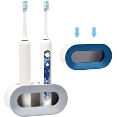 2-Pack Electric Toothbrush Holder (Blue + Gray), Wall-Mounted Drainable Electric Toothbrush Holder, Electric Toothbrush Storage, Electric Toothbrush Wall Mount (1/5)