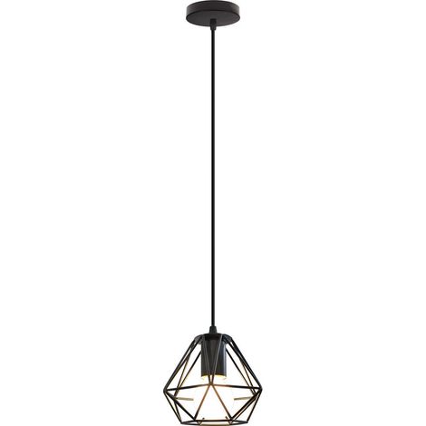 E27 Lampe Suspension Vintage Lustre Plafonnier Métal Éclairage de Plafond Réglable Noir Ø16CM - 1Pcs (1/5)