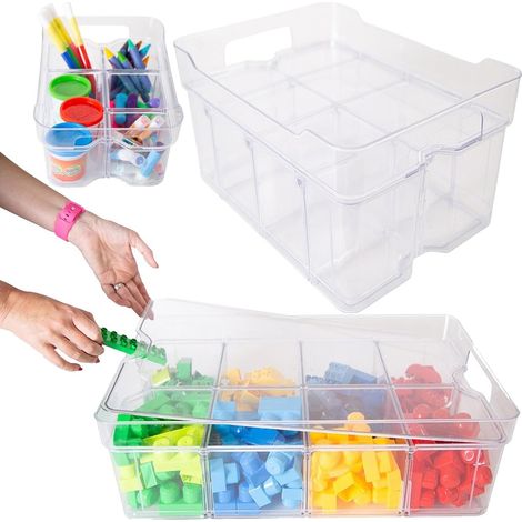 1 x Large (55cm x 35cm x 12.5cm) Adjustable Modular Storage Organisers With Compartments For Crafts