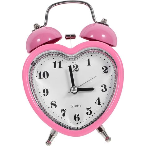 GALPADA Réveil Cœur à Double Cloche Rose en PVC Piles Veilleuse (1/5)