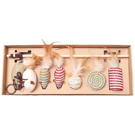 Gourdin pour chat Jouet pour chat Simulation de plumes Gourdin en bois pour souris Gourdin pour chat (1/4)