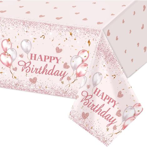 Happy Birthday Tischdecke Rosa 137x274 cm Mehrweg Kunststoff für Mädchen & Frauen