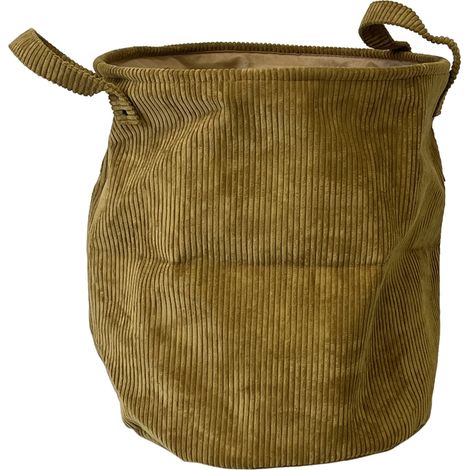 Corbeille à linge cosy en velours côtelé (1/4)