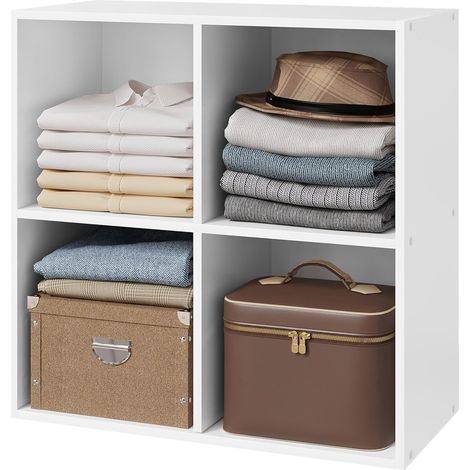 WOLTU bookcases Book Shelf Cube Storage Units Wood Storage Shelves for Bedroom White 60 cm
