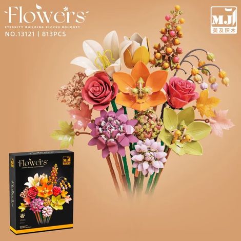 Décoration de bouquet en blocs de construction, composition florale, ABS multicolore intemporel [Décoration intérieure à faire soi-même]