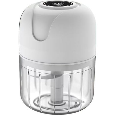 Hachoir électrique 250 ml – Mini hachoir à ail et à légumes, rechargeable par USB, multifonctionnel, idéal pour la cuisine et la préparation des aliments pour bébés – Blanc (1/5)