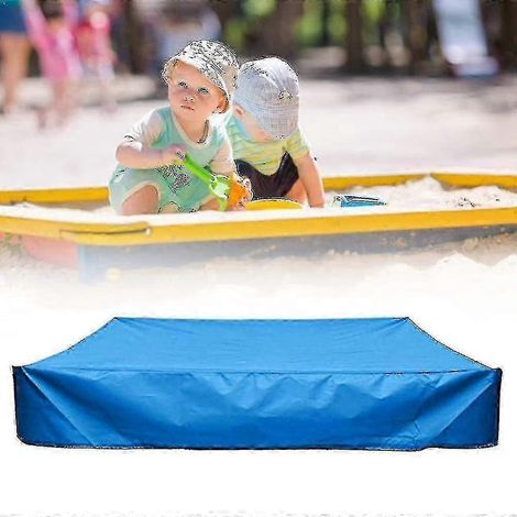 Bâche de bac à sable carrée avec cordon de serrage anti-poussière imperméable pour bac à sable et piscine - 150 x 150 cm - bleue