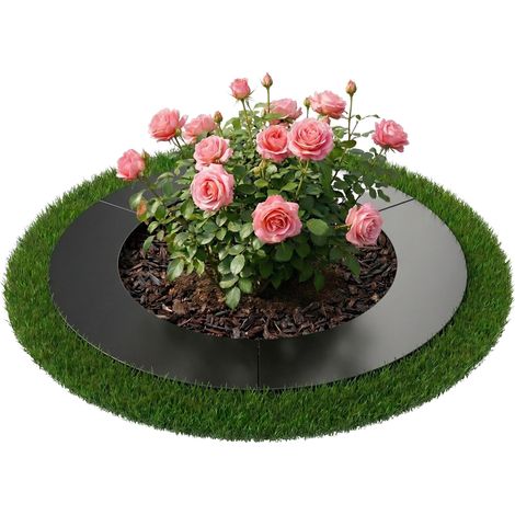 Relaxdays Tree Ring, Lawn Edge for Trees & Shrubs, D: 60 cm, Garden Plant Ring, Galvanised Steel, Anthracite (1/5)