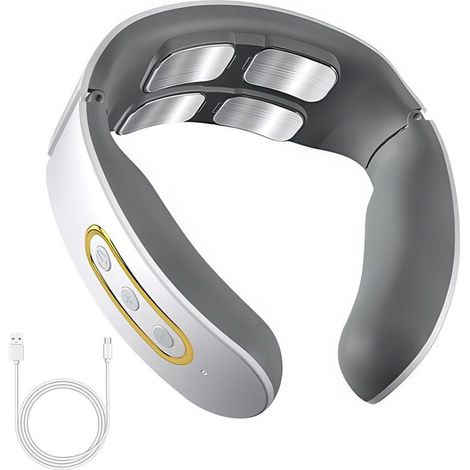 Massaggiatore cervicale wireless intelligente: massaggio a impulsi a 4 testine + riscaldamento, 6 modalità e 9 livelli di intensità, leggero e portatile. (1/5)