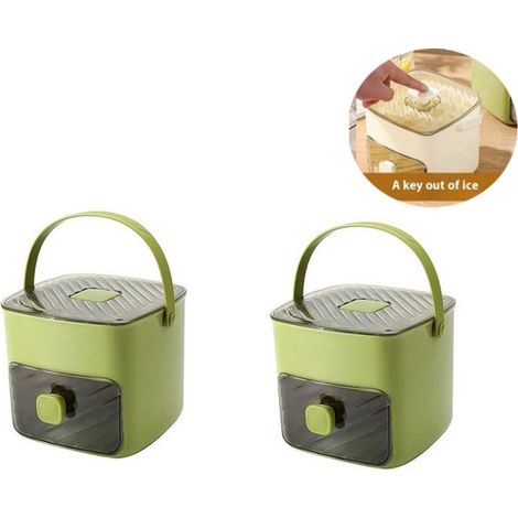 Pack de 2 máquinas de cubitos de hielo tipo prensa, Rejilla de hielo reutilizable para café, Máquina de cubitos de hielo portátil, Verde hierba (1/5)