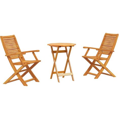 Maison Exclusive - Klapp Bistro Set 3 pcs Braun Massivholz Akazie