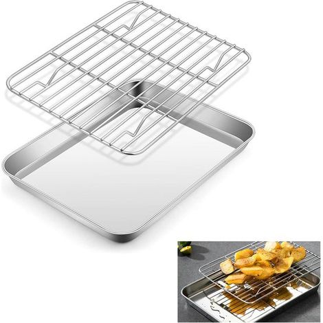 Bandeja para horno con rejilla de enfriamiento de 26 x 20,5 x 2,5 cm，26 x 20,5 x 2,5 cm，acero (1/5)