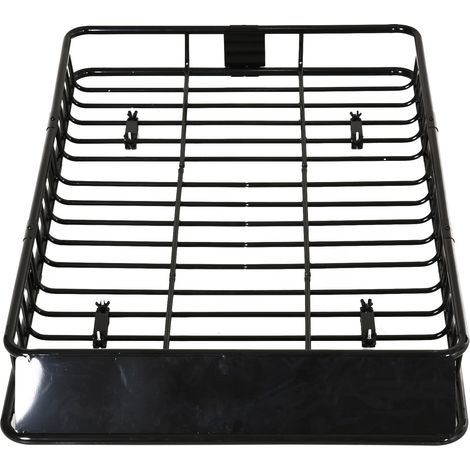 Panier toit métal noir, 162x99x16 cm, longueur réglable, barres universelles, bagages, coffre voiture (1/5)