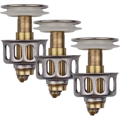 Lot de 3 filtres de vidange universels pour lavabo, bouchon de vidange escamotable avec panier, taille universelle, passoire pour évier de cuisine (1/5)