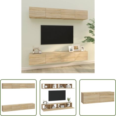 Meuble tv - Meubles TV muraux 4 pcs chêne sonoma 100x30x30 cm (1/5)
