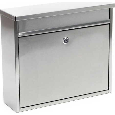 Boite aux lettres design boite postale murale acier inoxydable courrier 32 x 36 x 11,5 cm argenté (1/5)
