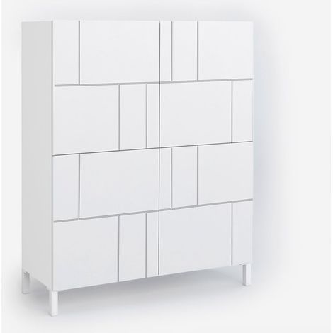 Moderne hohe Sideboard Kommode Nuvia mit 4 Türen und Innenregalen