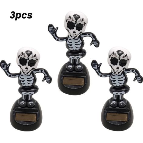 Décoration squelette fantôme solaire Halloween pour bureau, tableau de bord voiture, figurine lumineuse extérieur intérieur. (1/5)