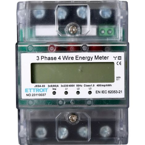 Contatore Energia Elettrica Trifase 220V 380V 5-80A Occupa 4 Moduli Guida DIN