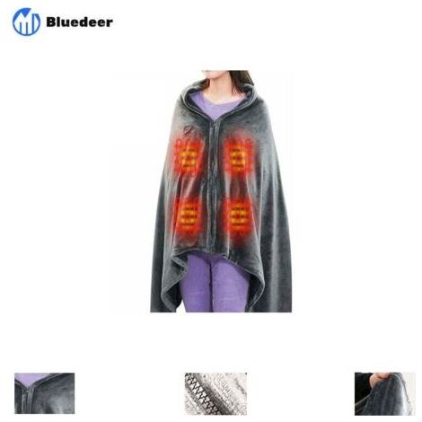 Châle De Couverture Chauffante sans Fil, USB Portable Couvertures Plaid Chauffant avec 3 Niveaux de réglage de la température Poncho Chauffant Electrique Lavable150 85cm (1/3)