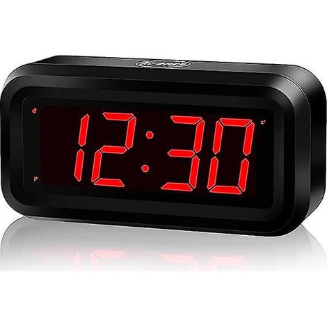 (rouge) Horloge Numrique, Mode Nuit Automatique, 3 Niveaux De Luminosit Led, Aliment Par Batterie, 12/24 Heures, Rveil Pour Enfants, Personnes Ges (1/5)