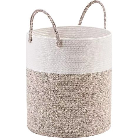 BRAVIX Panier a Linge Sale en Coton Tissé, Boho Corbeille a Linge avec Poignée, Panier Rangement Salle de Bain, Grand Laundry Basket pour Buanderie Chambre D'enfant Salon Jouets, 38x50cm
