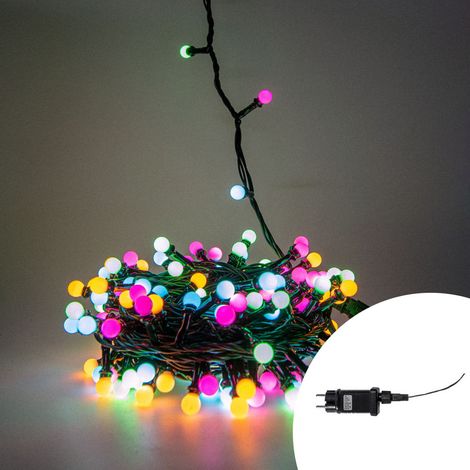 Catena decorata con 200 Perle a Led Multicolore 10 metri cavo nero Wisdom