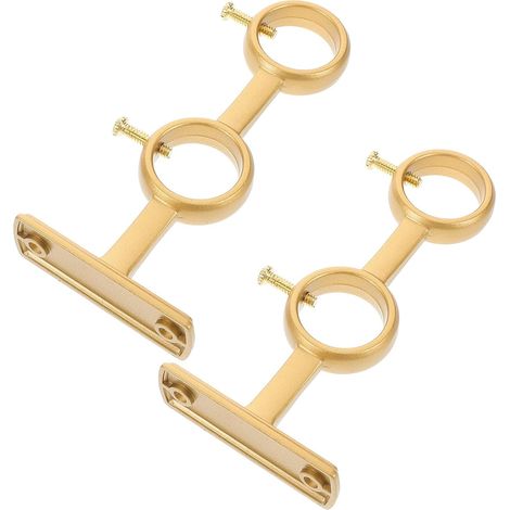 Tringle à Rideaux en Alliage D'aluminium Doré Support Double pour Installation Facile, Capacité de Charge Renforcée, Lot de 2 Pièces pour Hôtel et Bureau (1/5)